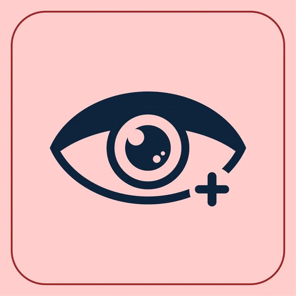 Eye with plus sign representing eye wellness
